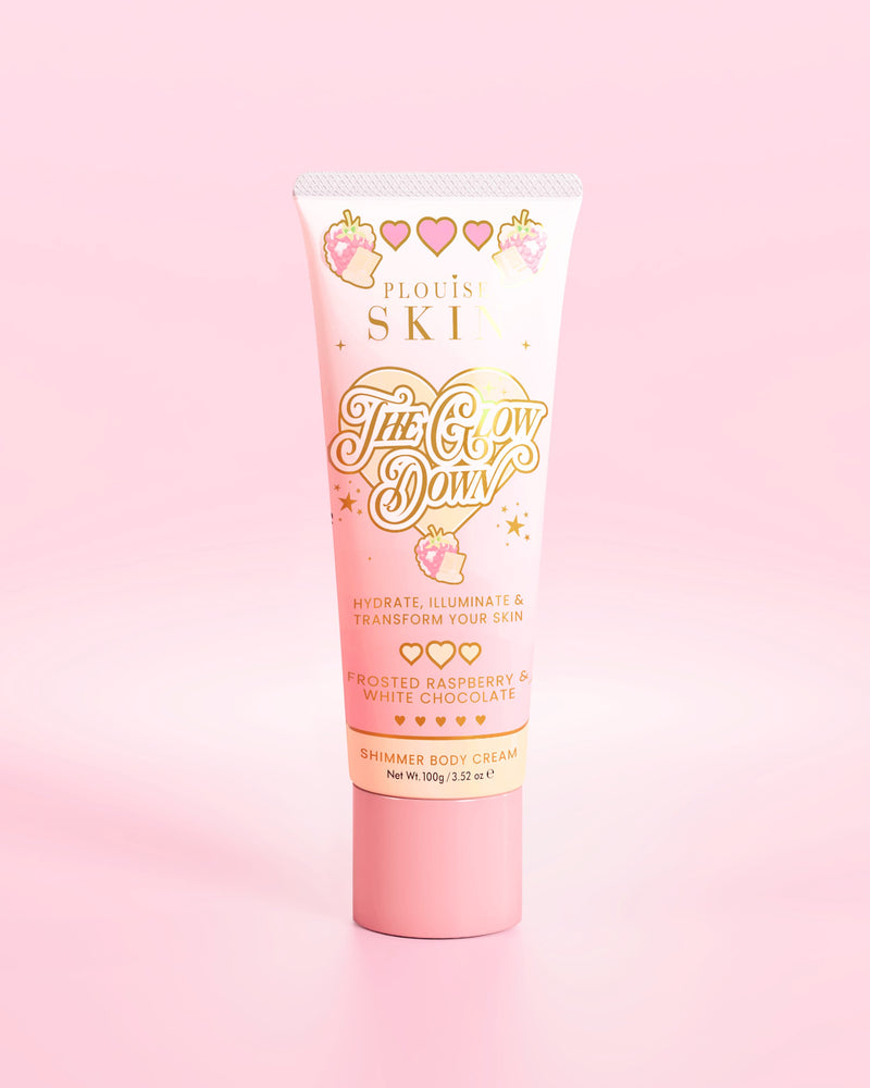 De Glow Down Body Shimmer – Frosted Raspberry & witte chocolade