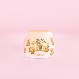 Kuipje P.Louise Coconut Cake I'm So Jelly jelly make-up remover tegen een roze achtergrond