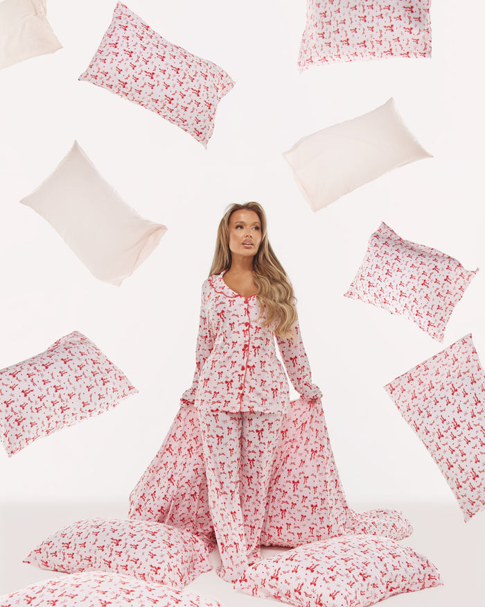 Dames pyjamabroek met kerststrik