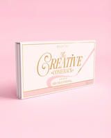 Side shot of the P.Louise Creative Comeback XXXL Rainbow Eyeshadow Palette against a pink background