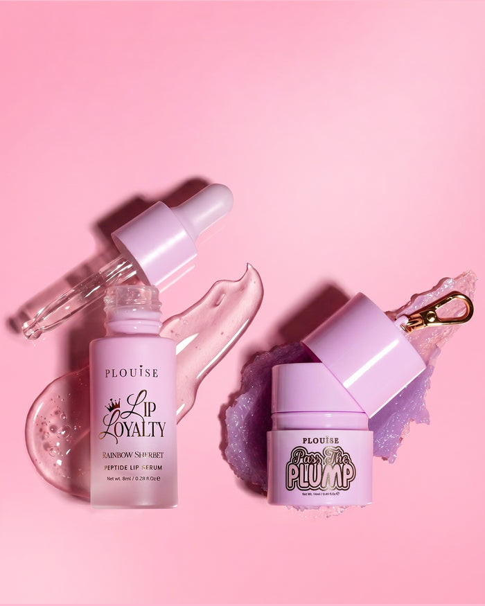 P.Louise Sippin Pretty Lip Duo in Rainbow Sherbet met liployaliteitspepetide-lipserum en passeer de dikke lipbehandeling