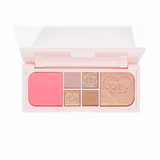 An image of the P.Louise Fluffy Fantasy Mini Eyes & Face Palette featuring creamy mattes and buttery shimmers in an array of pink and neutral shade